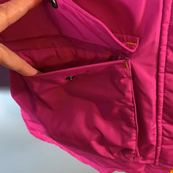 Lands end girls winter parka coat magenta pink down filled size XL 16 warm - Picture 4 of 14